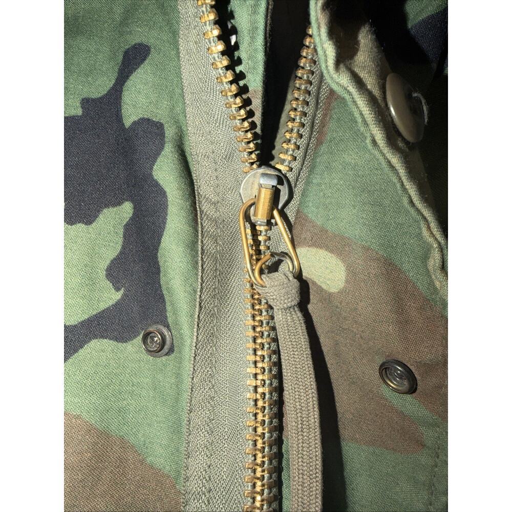 Vintage 1980s US Military M-65 Field Jacket Mens Medium Woodland Camo Coat Liner - Picture 3 of 7